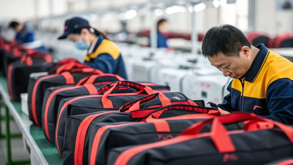 sports bags assembly line